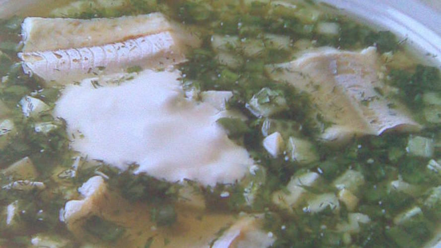 Рецепт окрошки рыбной