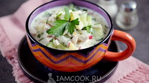 Рецепт Окрошки с куриной грудкой