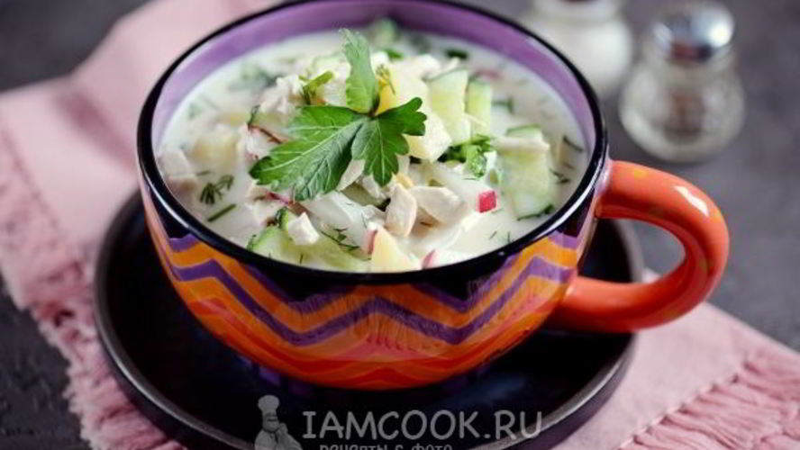 Рецепт окрошки с куриной грудкой