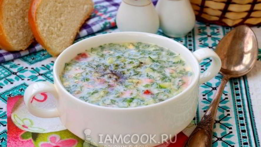 Рецепт окрошки с помидорами на сыворотке