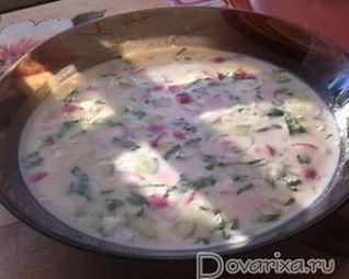 Окрошка с сельдереем на кефире