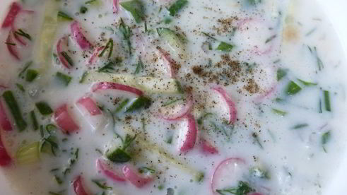 овощная окрошка с тунцом