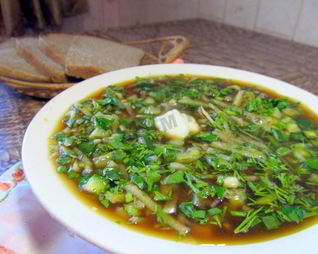 Постная окрошка на квасе