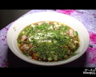 Постная окрошка с грибами