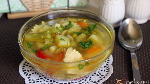 куриный суп с овощами и фарфалле