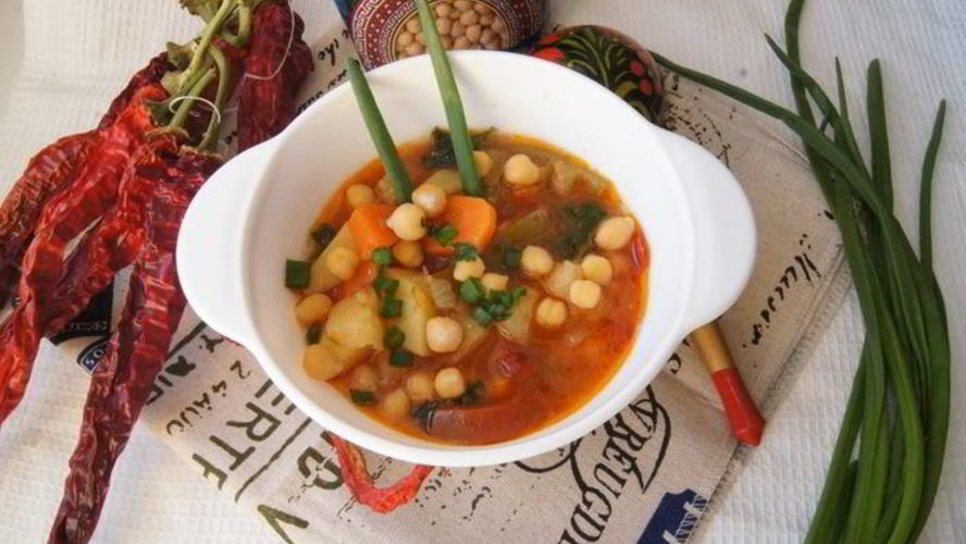 Рецепт овощного супа чили с нутом