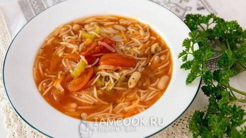 овощной суп с фасолью и макаронами