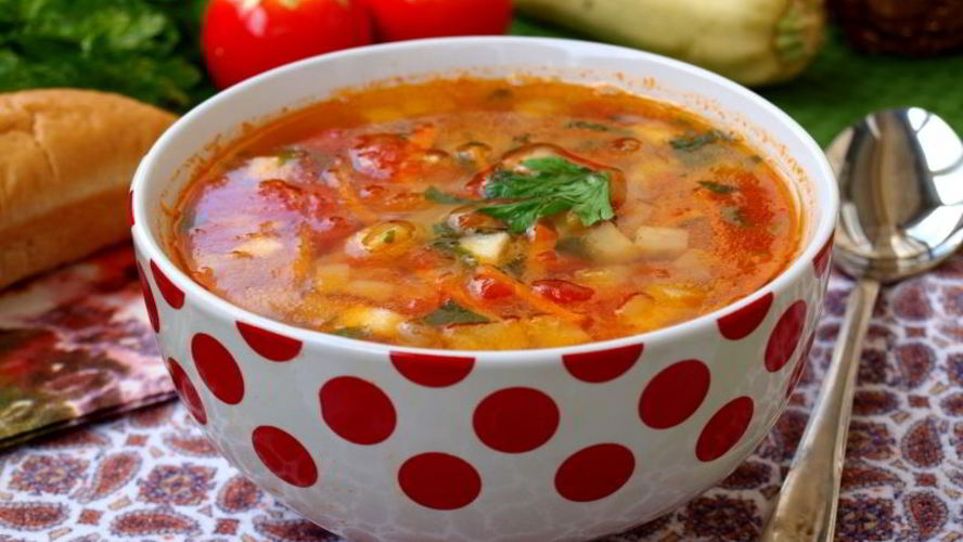 Рецепт овощного супа с кабачками и помидорами