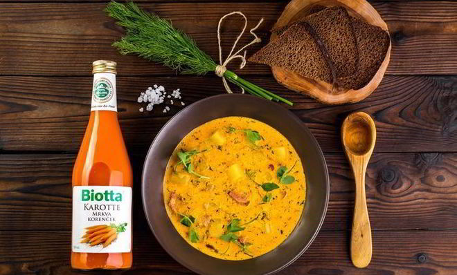 Овощной суп с копченостями