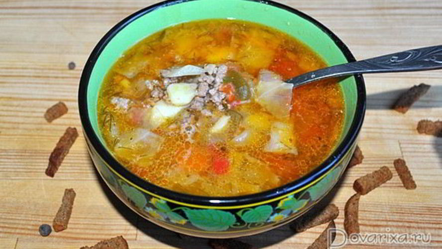 Рецепт овощного супа с мясным фаршем по-чешсков