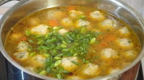 овощной суп с сырными шариками