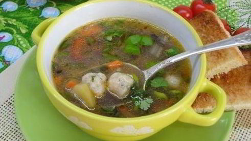 овощной суп с сырными шариками