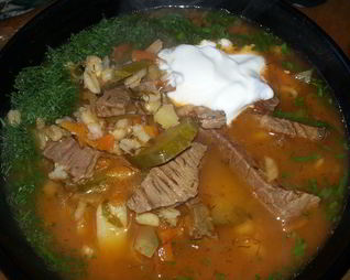 Рассольник с говядиной