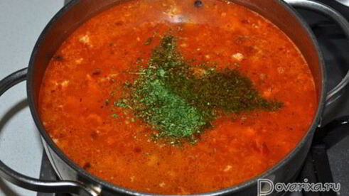 рассольник с копченостями