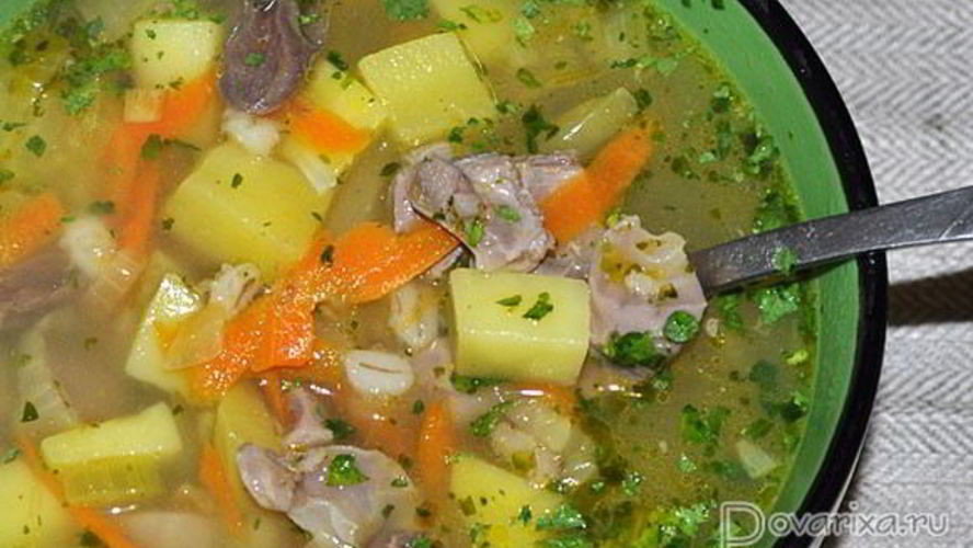 Рецепт рассольника с куриными потрошками