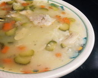 Рассольник с курицей и рисом