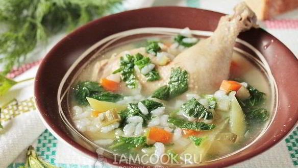 Рецепт Рассольника с рисом и крапивой