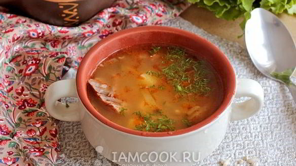 Рецепт Рассольника с томатом, перловкой и солеными огурцами