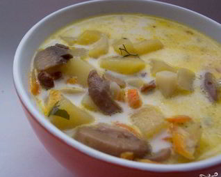 Щи с грибами и фасолью