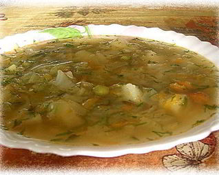 Щи Успенские с соленым огурцом и горошком