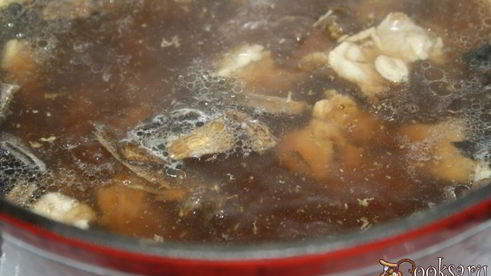 суточные щи со свининой и сушеными грибами на квашеной капусте