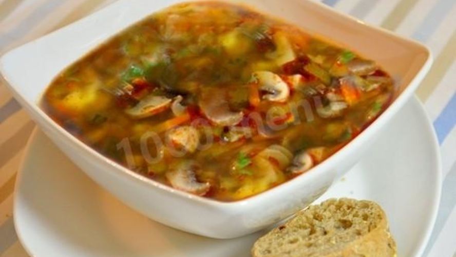 Рецепт постной солянки грибной с сушеными грибами