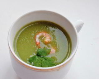 Суп-пюре из брокколи с креветками