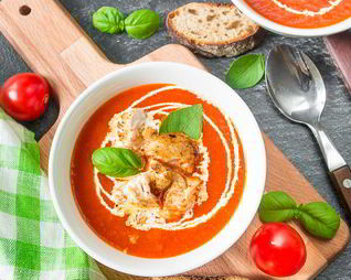 Суп-пюре из печеного перца с курицей