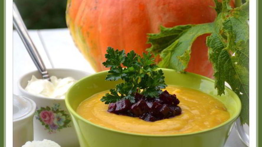 Рецепт тыквенного супа-пюре с карамелизованной свеклой и золотистым луком