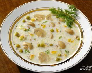 Суп с грибами и колбасой