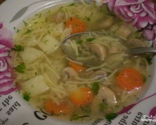 Суп с грибами и вермишелью