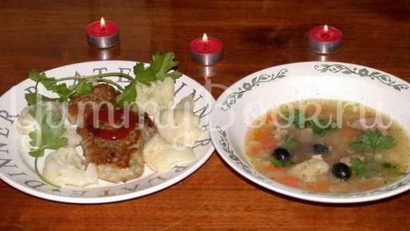 Рецепт Супа с картофелем, рисом свининой и цветной капустой