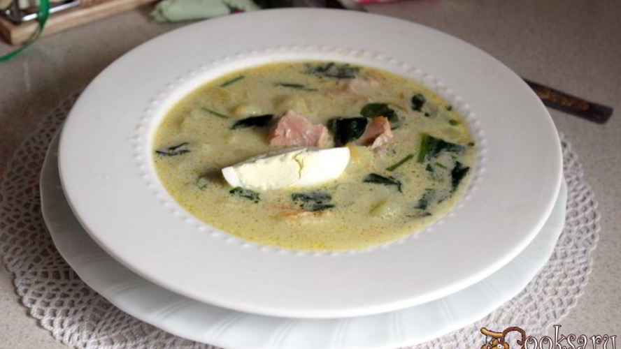 Рецепт супа с семгой и шпинатом