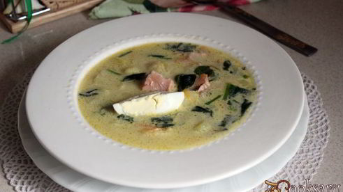 суп с семгой и шпинатом