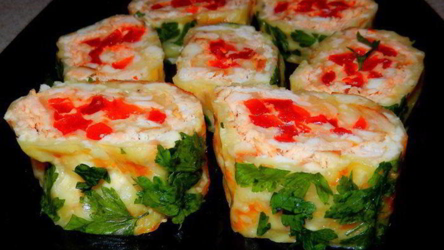 Рецепт супербыстрого сырно-куриного-перечного рулета