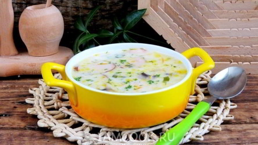 Рецепт сырного супа из плавленного сыра с колбасой