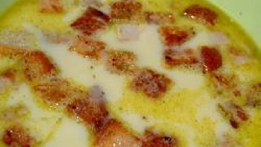 Рецепт сырного супа с гренками