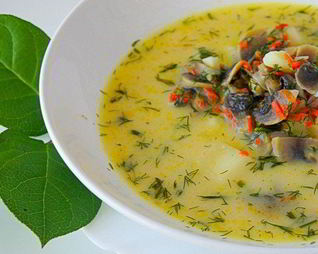 Сырный суп с грибами