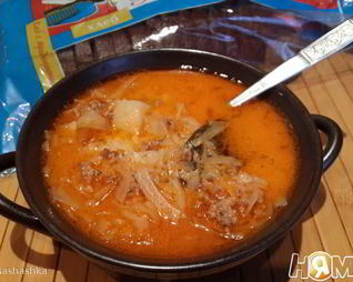 Сырный суп с капустой и фаршем