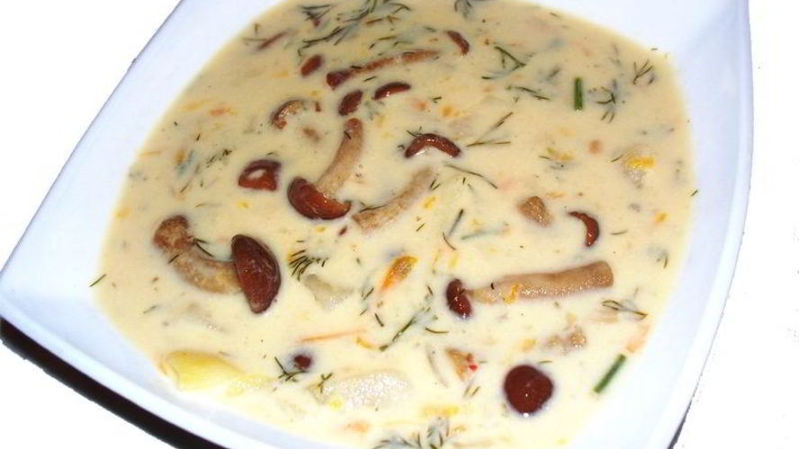 Рецепт сырного супа с опятами