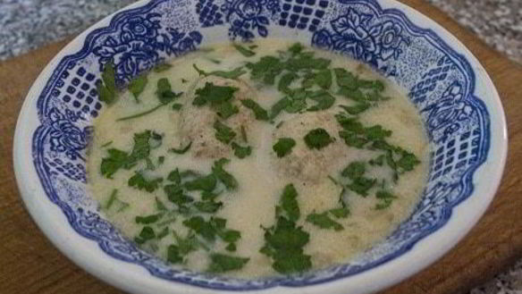 Рецепт Сырного супа с рисом и куриными кнелями