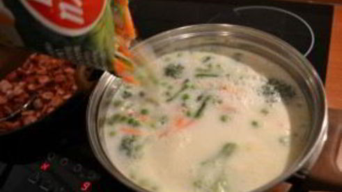 сырный суп с сосисками