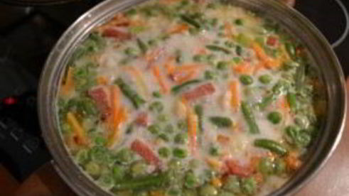 сырный суп с сосисками