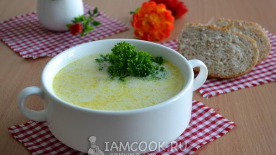 Рецепт сырного супа с зеленым горошком