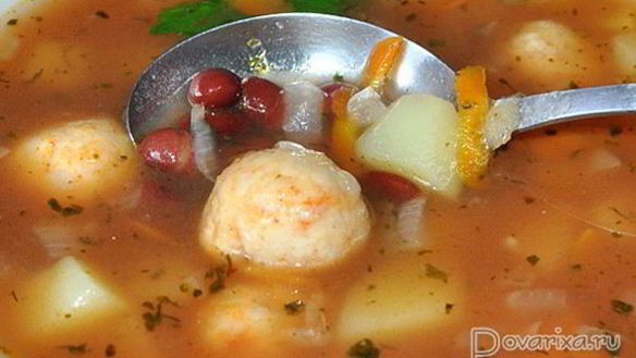 Рецепт Томатного супа с фрикадельками и фасолью