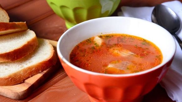 Рецепт Томатного супа с рыбой и кукурузой