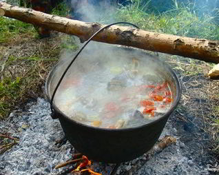 Уха из форели на костре