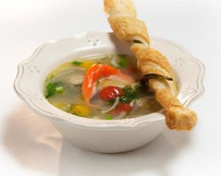 Уха из стерляди с копченой форелью