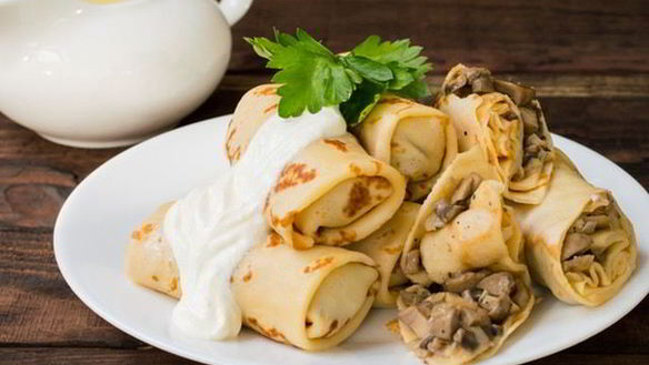 Рецепт Ароматных блинов с сыром и грибами