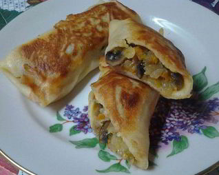 Блины с картофельно-грибной начинкой